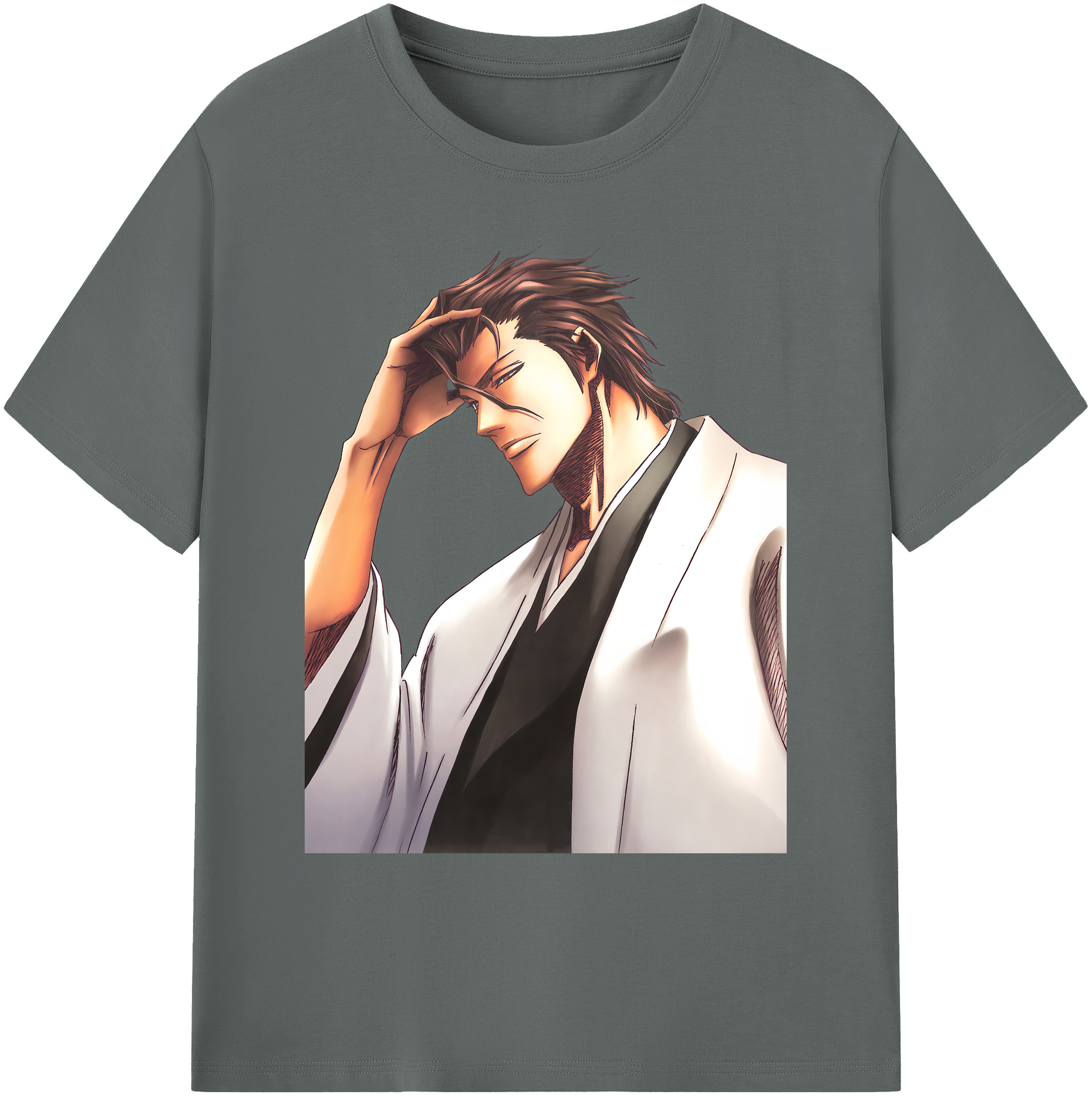（画像用） ブリーチ 藍染 惣右介（あいぜん そうすけ） BLEACH Aizen Sousuke 綿100％ メンズ半袖Tシャツ｜肌触りやわらか＆通気性